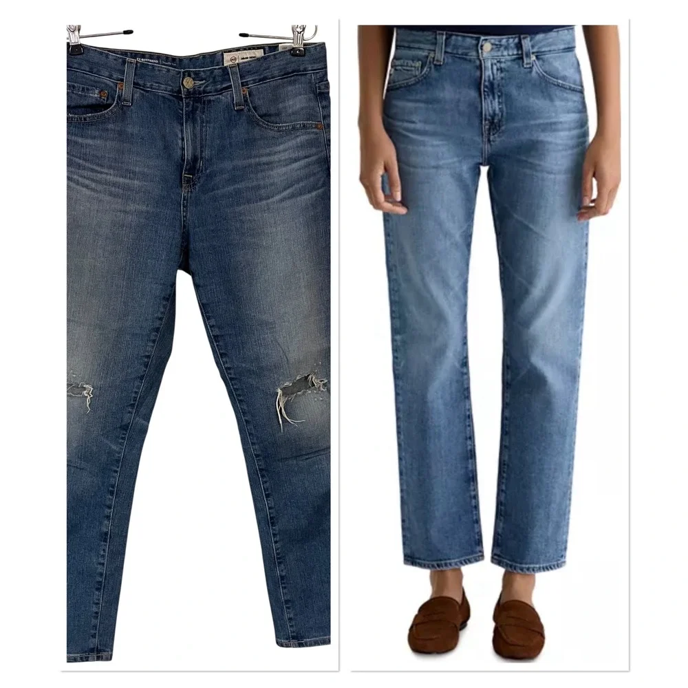 AG Adriano Goldschmied Ex Boyfriend Slouchy Slim Distressed Ankle Jeans Size 28R